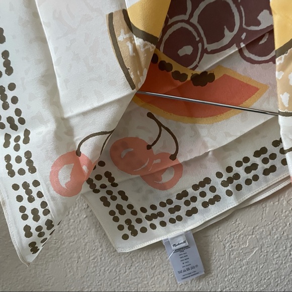 Madewell 100% Silk Beige Fruit Square Bandana Scarf - Picture 6 of 10